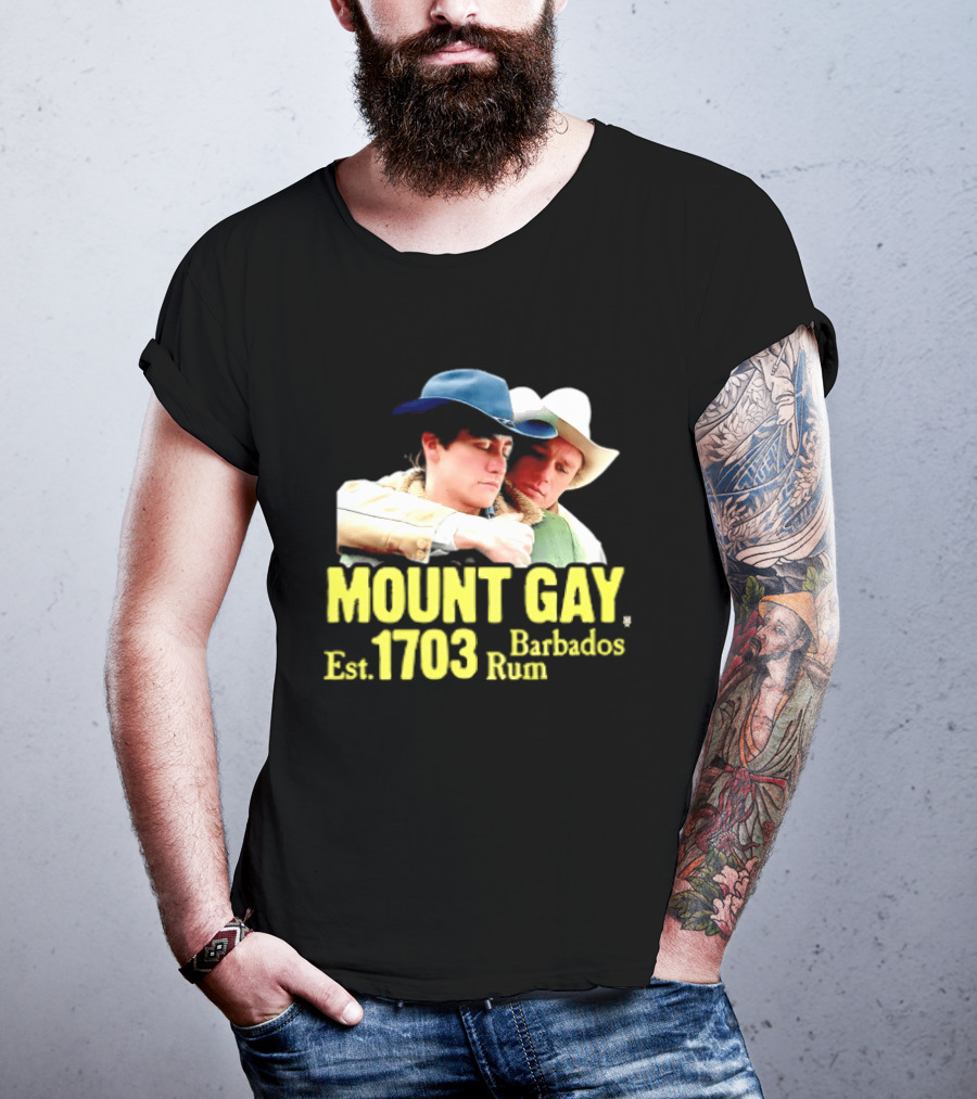 Mount Gay Est 1703 Barbados Rum Brokeback Mountain Cowboys T-Shirt