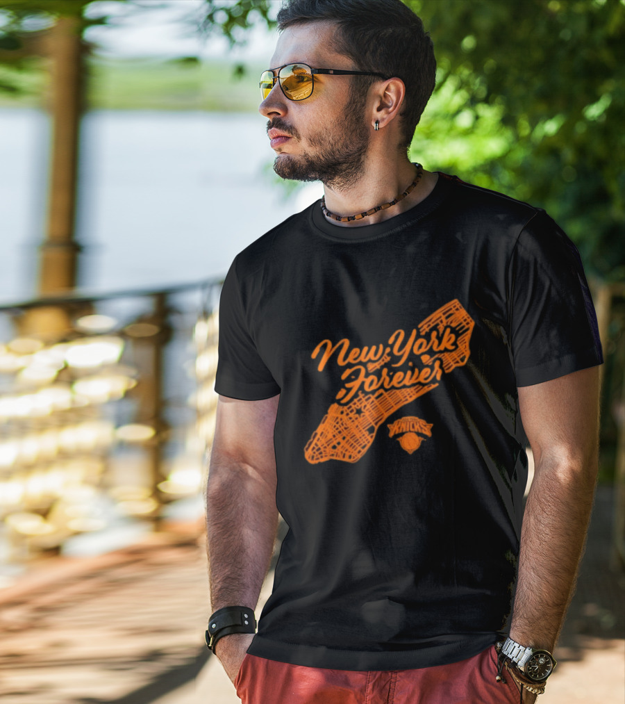 New York Forever Knicks NBA Basketball Map T-Shirt