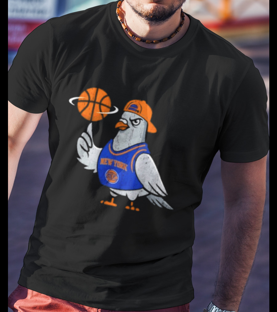 New York Knicks Pigeon Basketball Spin T-Shirt