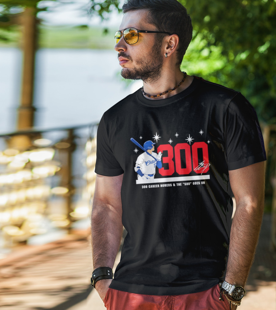 Shohei Ohtani 300 Homers The Sho Goes On Baseball T-Shirt