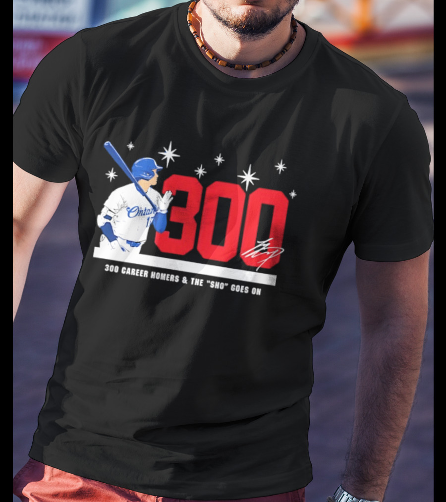 Shohei Ohtani 300 Homers The Sho Goes On Baseball T-Shirt
