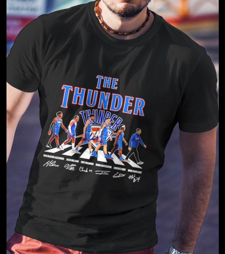 The Thunder Oklahoma City Team Player Signatures Abbey Road T-Shirt