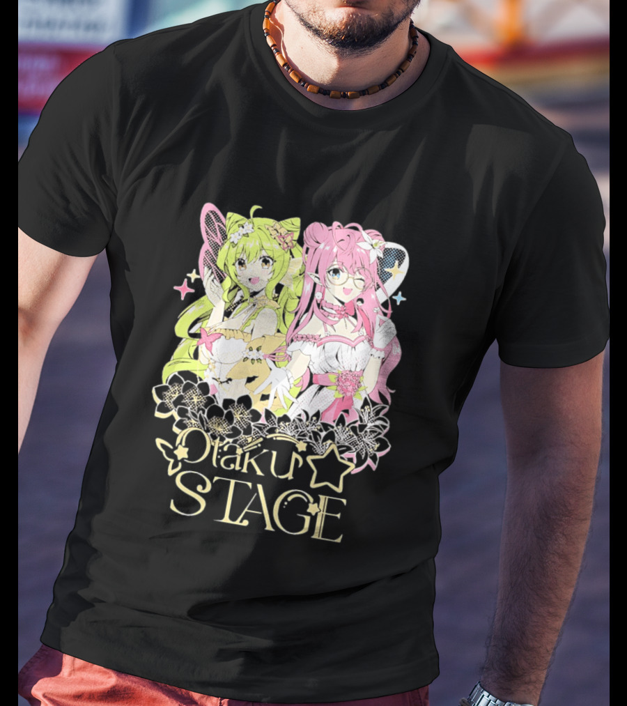 Otaku Stage Manga Kawaii Anime Girls Floral T-Shirt