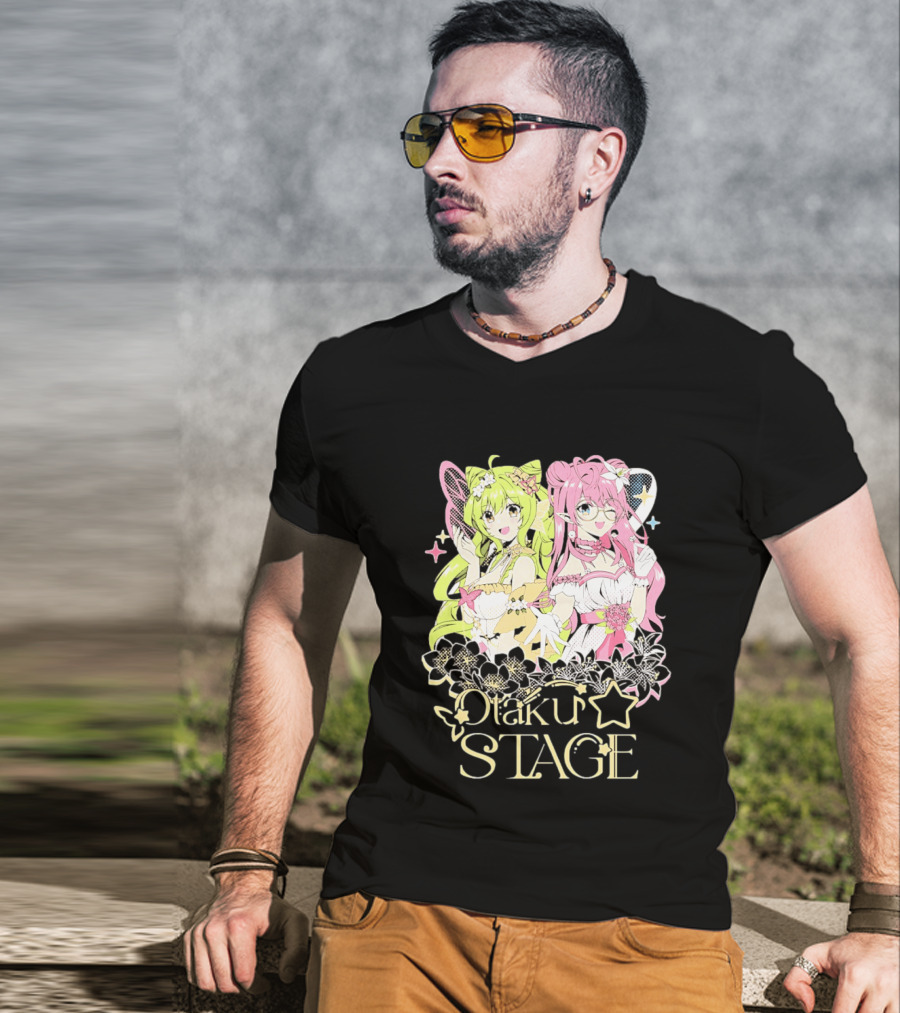 Otaku Stage Manga Kawaii Anime Girls Floral T-Shirt