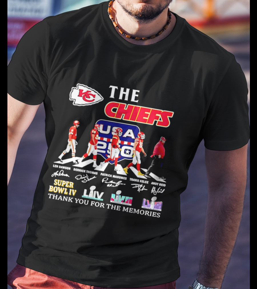 The Kansas City Chiefs Super Bowl LIV USA 2020 Champions Signatures Thank You For The Memories T-Shirt