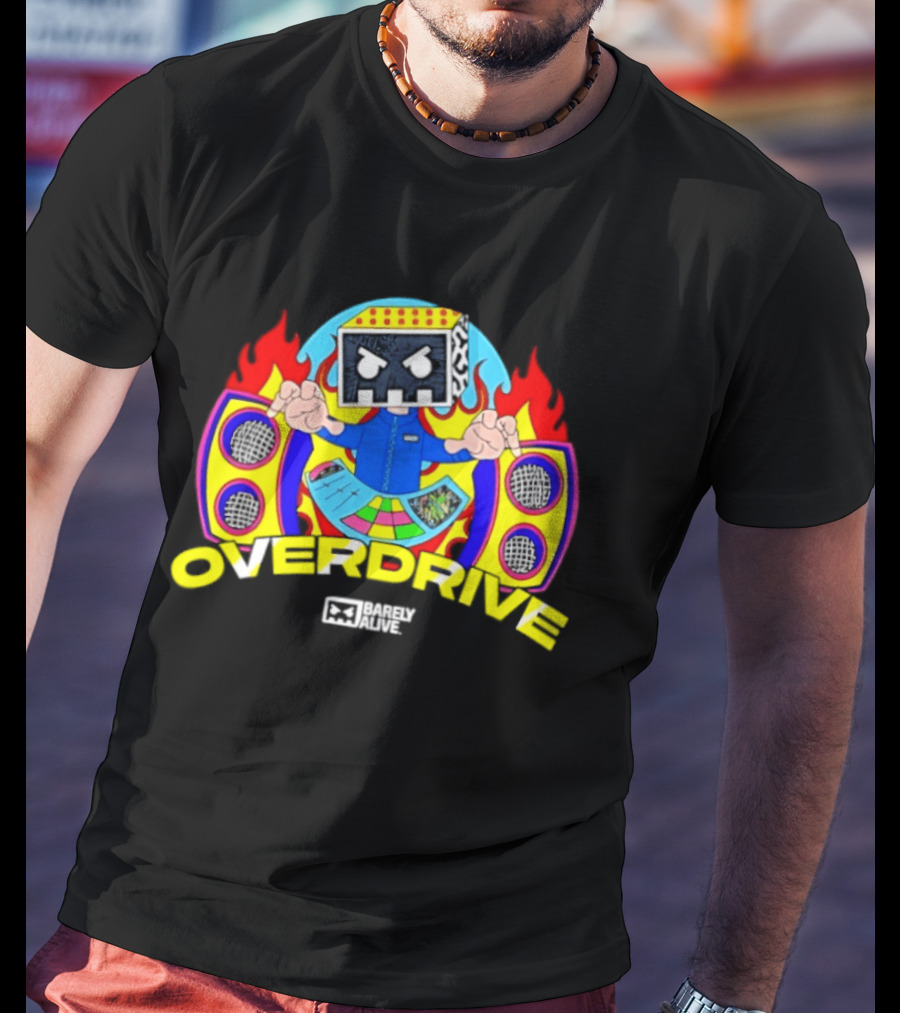 Barely Alive Overdrive EDM Dubstep DJ Skully Speaker Flames T-Shirt
