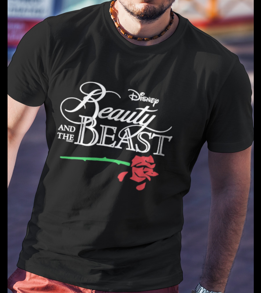 Disney Beauty And The Beast With Red Rose T-Shirt