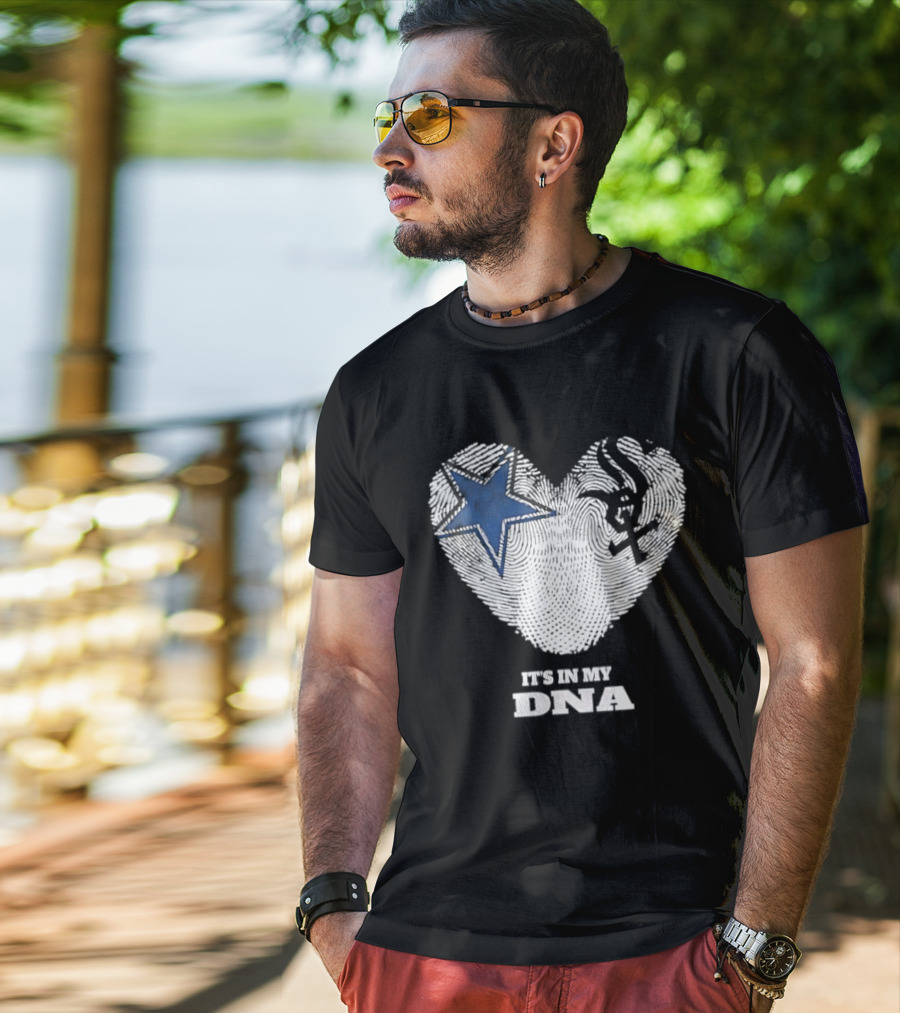 Dallas Cowboys Chicago White Sox It's In My DNA Heart Fingerprint T-Shirt