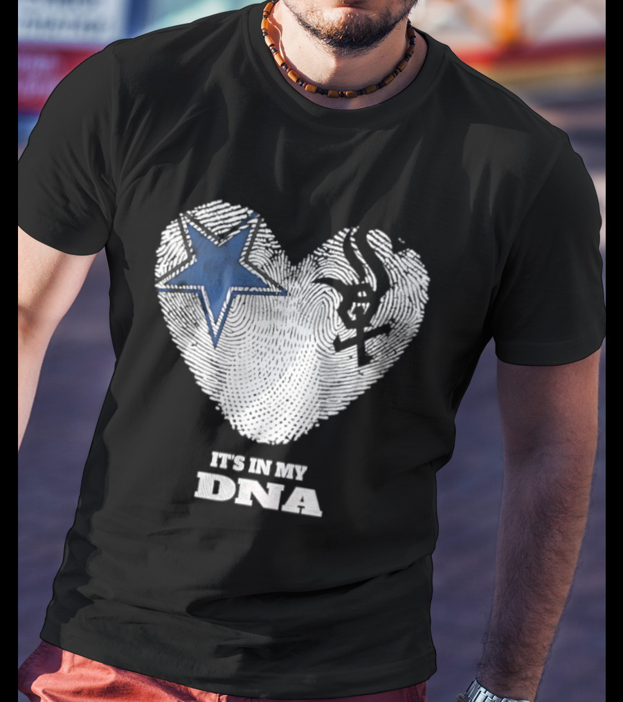 Dallas Cowboys Chicago White Sox It's In My DNA Heart Fingerprint T-Shirt