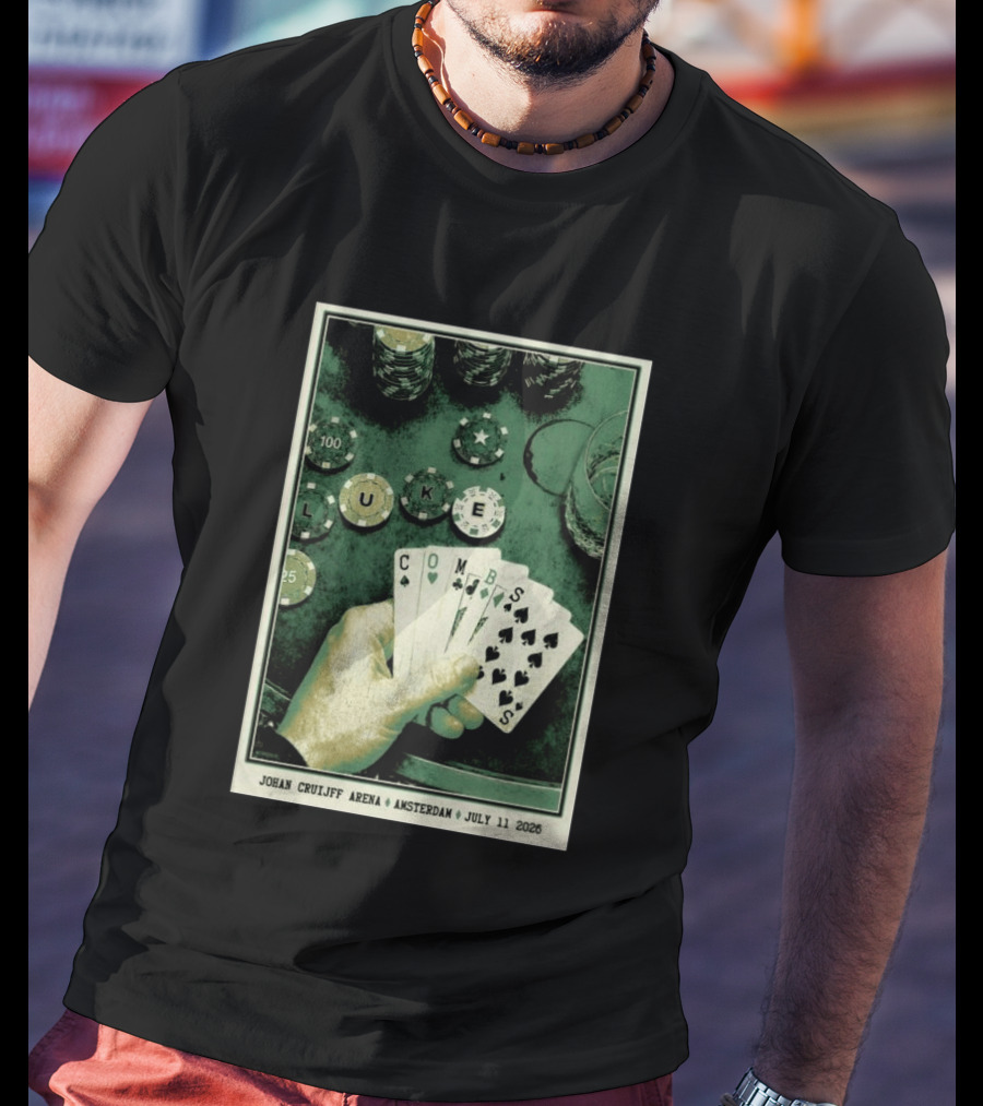 Luke Combs Poker Themed Johan Cruijff Arena Amsterdam July 11 2026 Tour T-Shirt