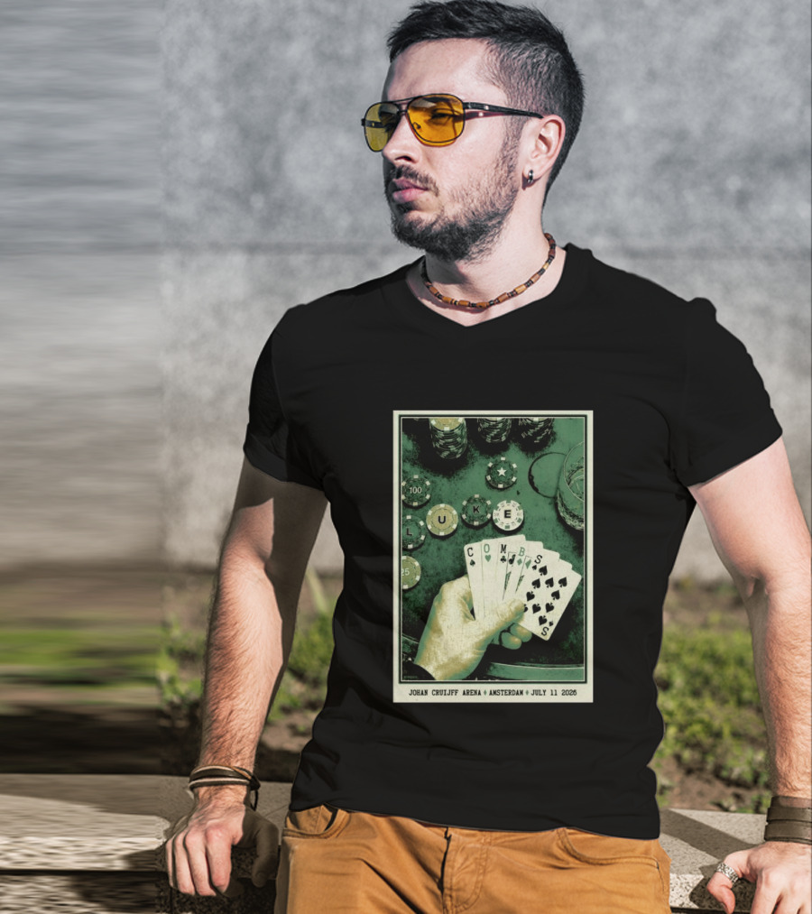 Luke Combs Poker Themed Johan Cruijff Arena Amsterdam July 11 2026 Tour T-Shirt