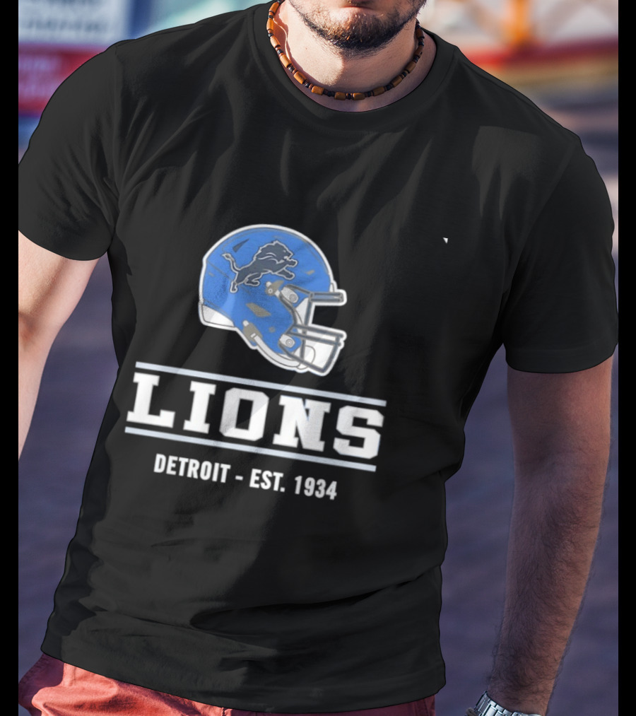 Detroit Lions Helmet Logo Est 1934 Football T-Shirt