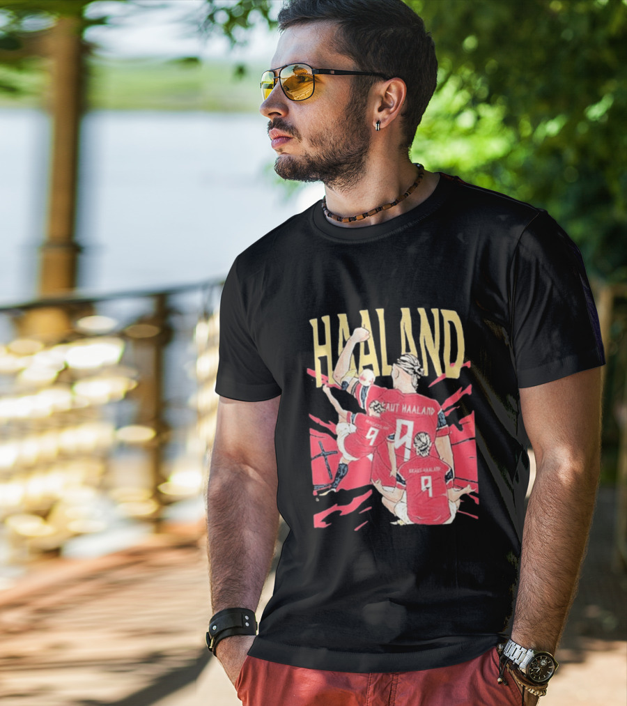 Haaland Cartoon Celebrating Norway Football Number 9 T-Shirt