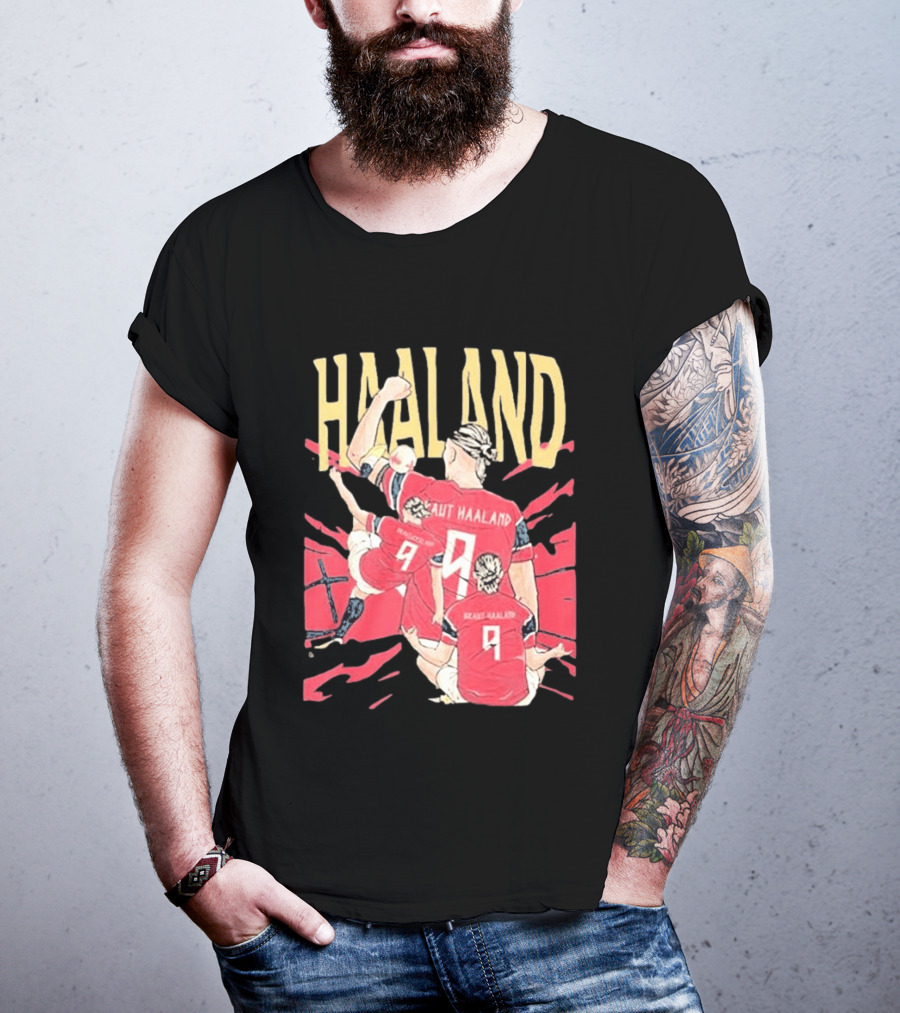 Haaland Cartoon Celebrating Norway Football Number 9 T-Shirt
