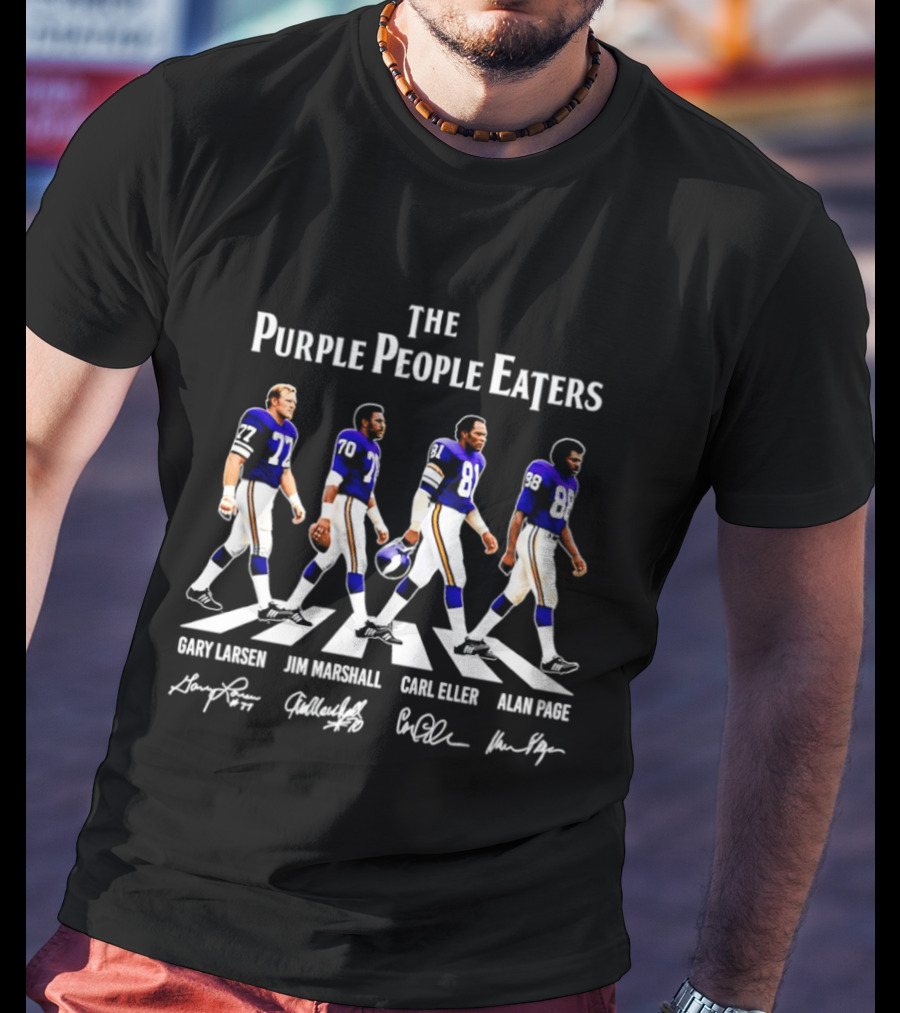 Minnesota Vikings The Purple People Eaters Gary Larsen Jim Marshall Carl Eller Alan Page Abbey Road T-Shirt