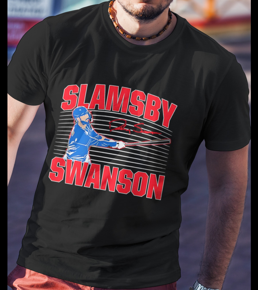 Dansby Swanson Chicago Cubs Slamsby Baseball Slugger 2 3 Swing T-Shirt