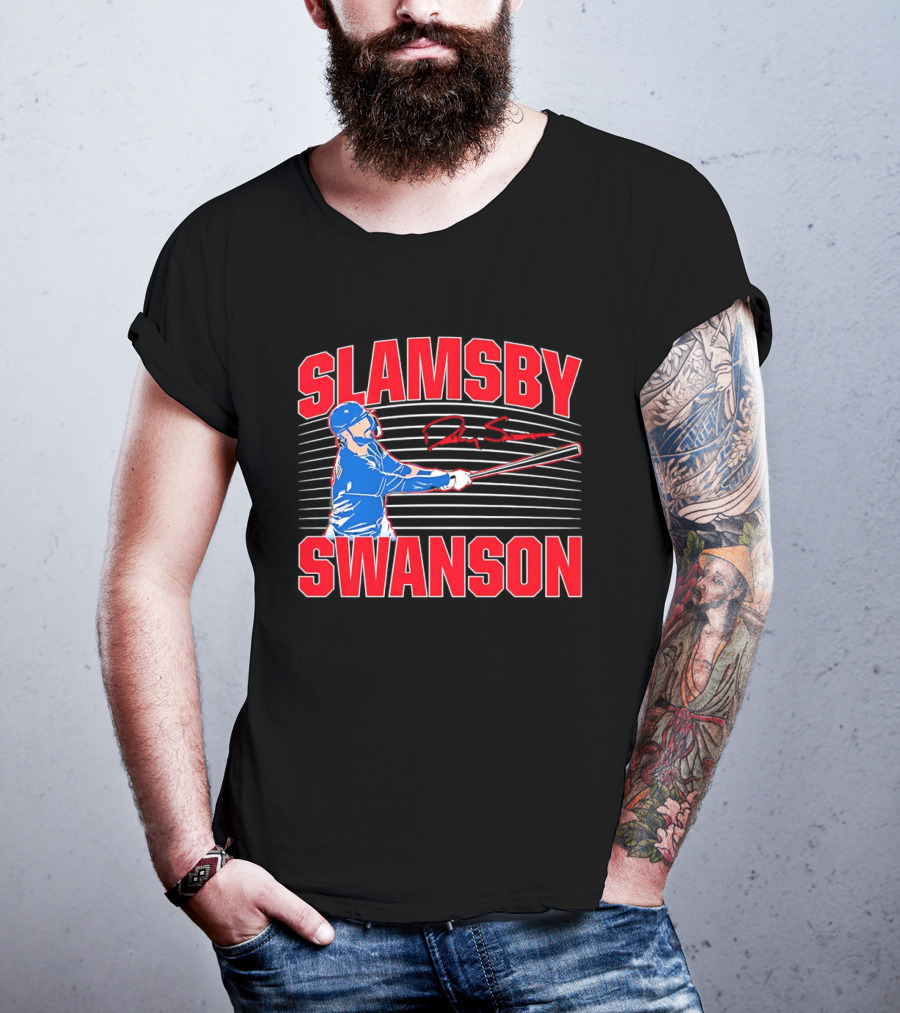 Dansby Swanson Chicago Cubs Slamsby Baseball Slugger 2 3 Swing T-Shirt