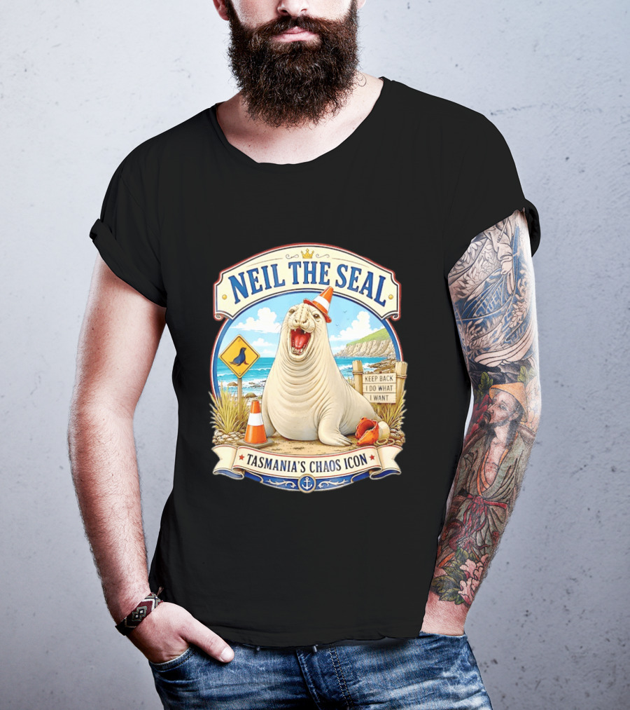 Neil The Seal Keep Back Do What I Want Tasmania's Chaos T-Shirt