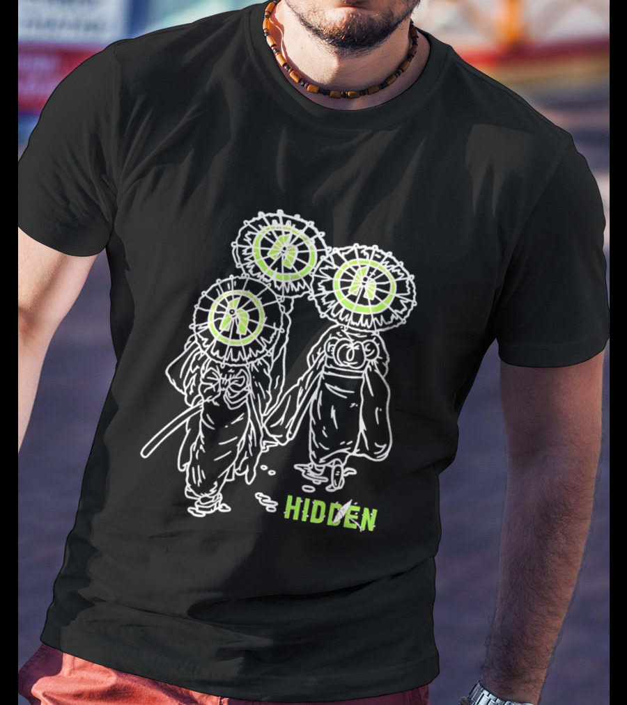 Hidden Dandelion Head Figures Walking Illuminated Halo T-Shirt