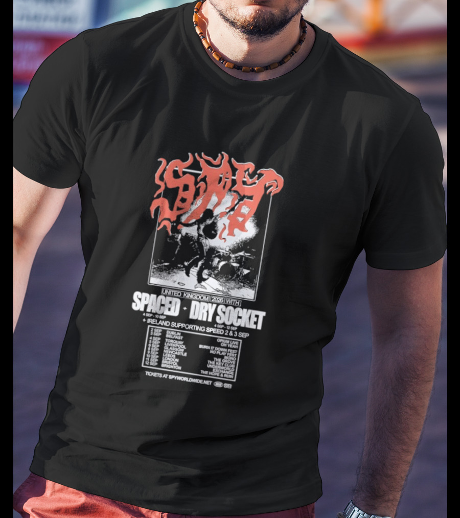 Spaced Dry Socket United Kingdom Ireland Supporting Spring 2026 Tour Dates T-Shirt