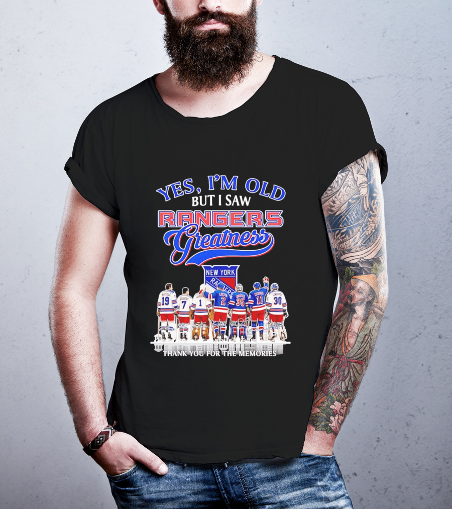 Rangers Greatness Yes I'm Old But I Saw New York Ratelle Gilbert Giacomin Leetch Richter Messier Lundqvist Thank You For The Memories T-Shirt