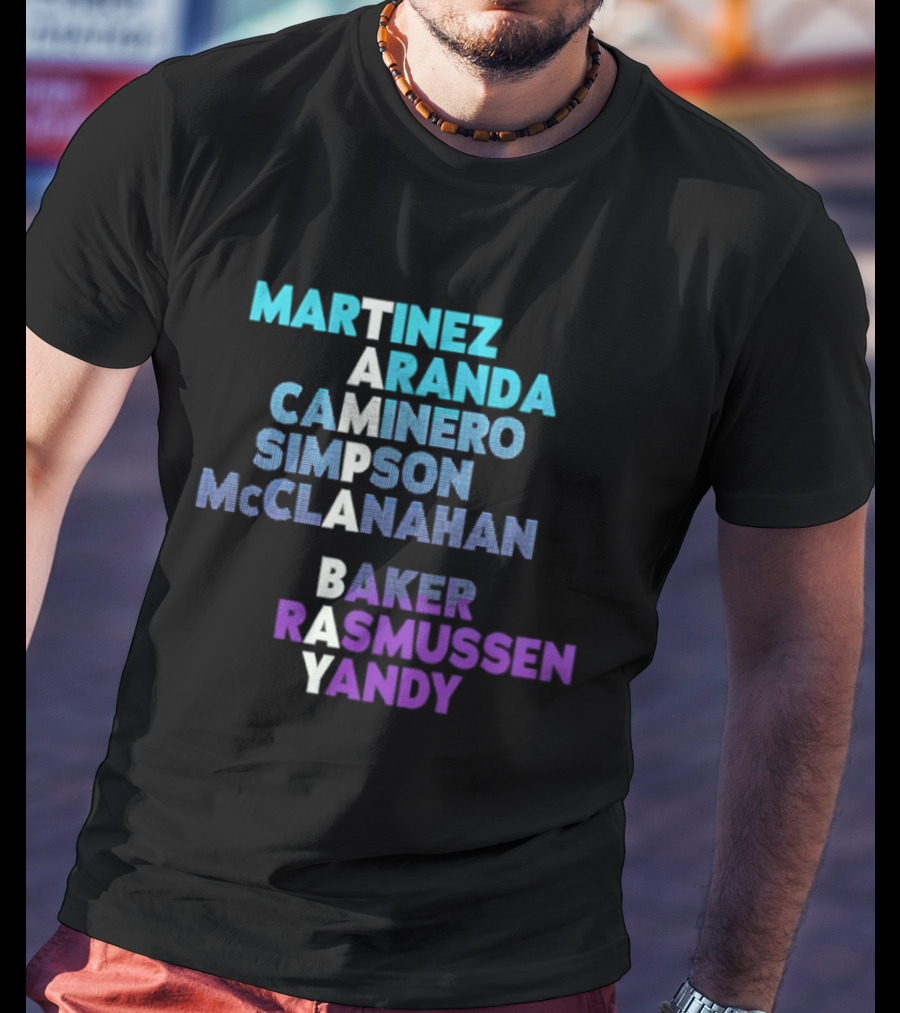 Tampa Bay Baseball 2026 Names Martinez Aranda Caminero Simpson McClanahan Baker Rasmussen Yandy T-Shirt