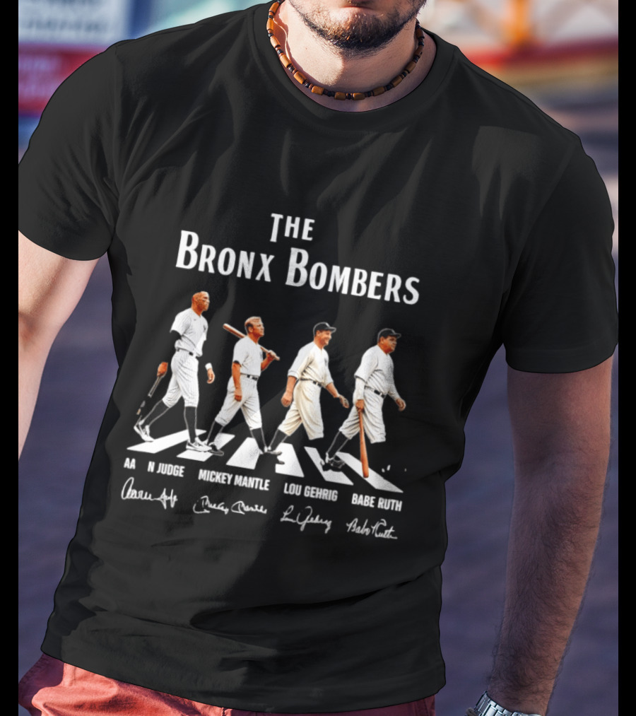 The Bronx Bombers Aaron Judge Mickey Mantle Lou Gehrig Babe Ruth Abbey Road Signatures T-Shirt