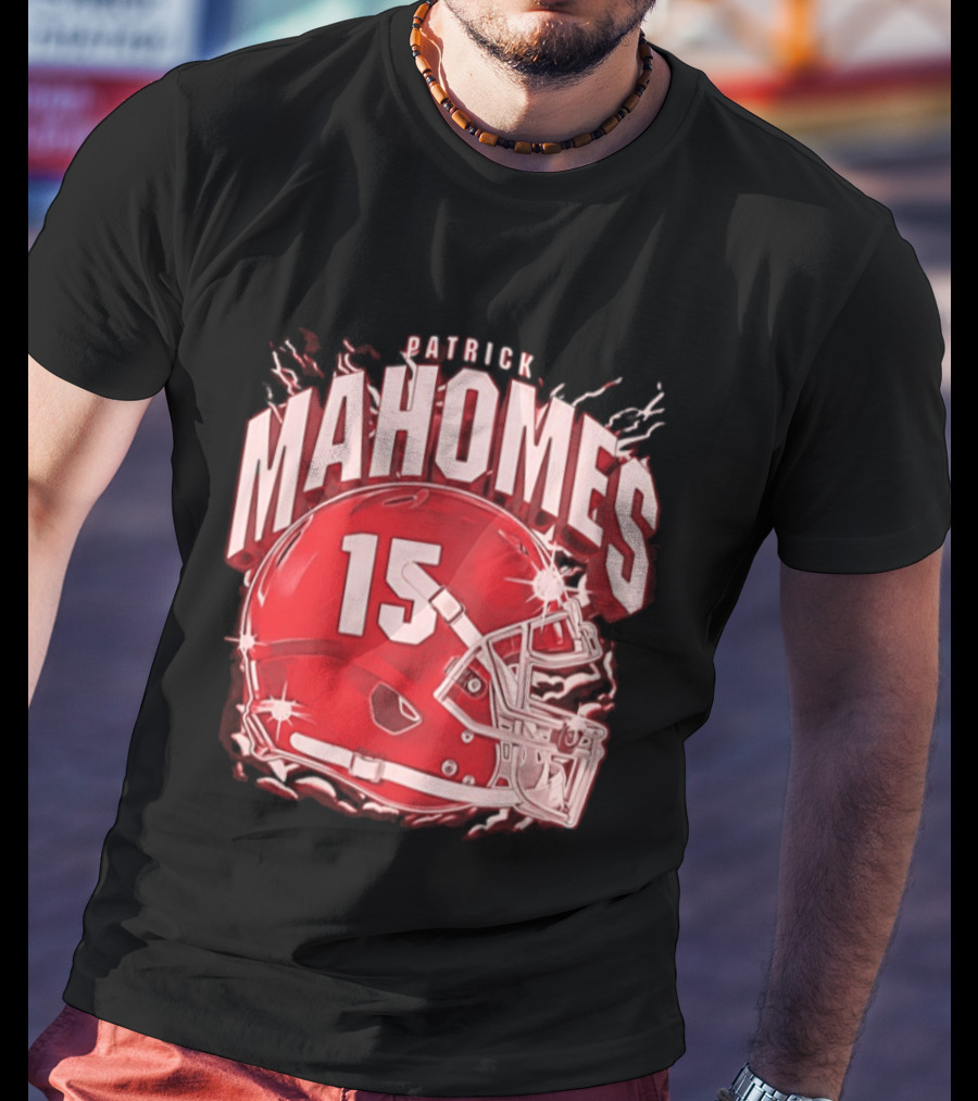 Patrick Mahomes 15 Helmet Kansas City Chiefs Explosion T-Shirt