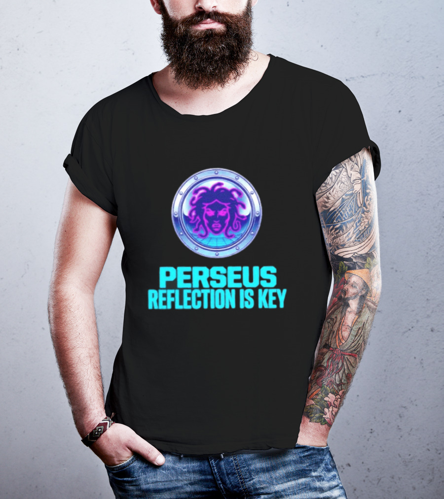 Perseus Reflection Is Key Medusa Mythology Greek Shield T-Shirt