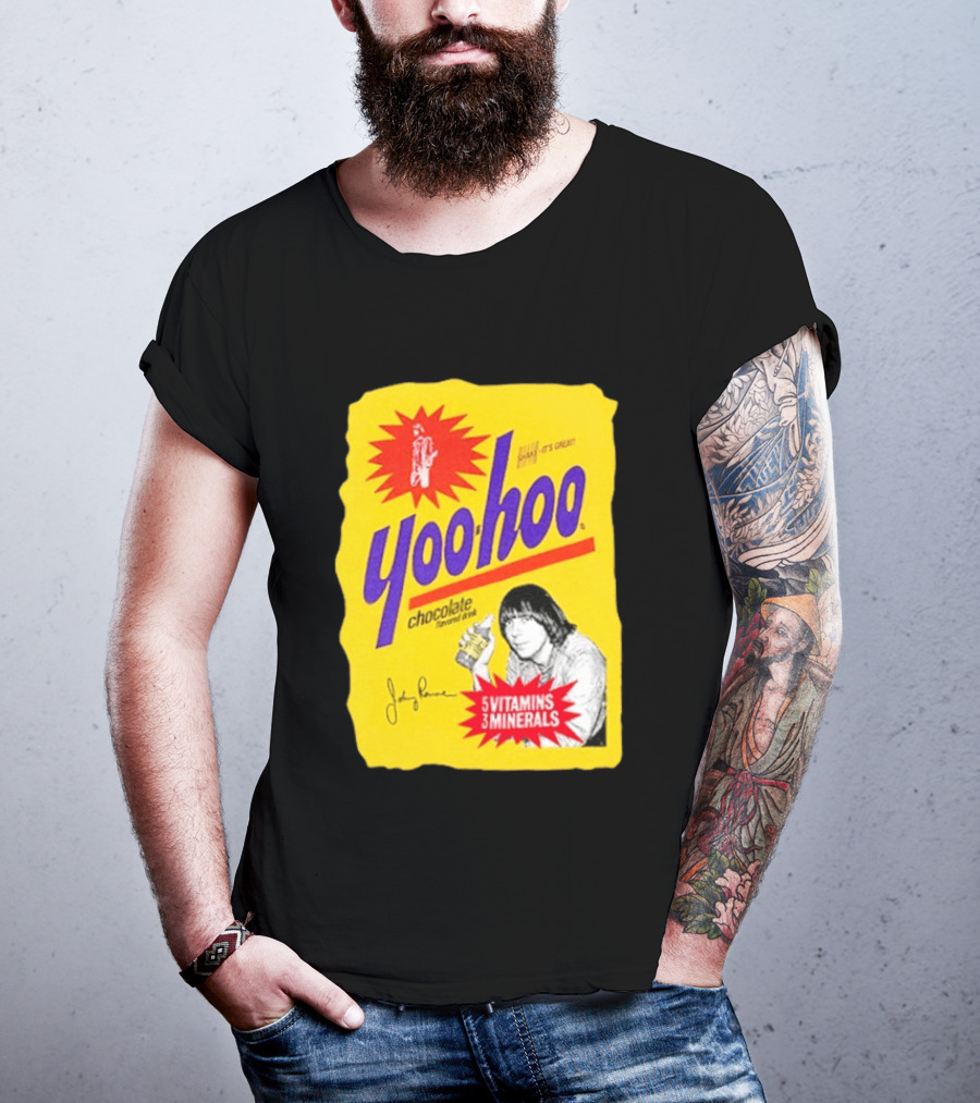 Johnny Ramone Yoo Hoo Chocolate Drink 5 Vitamins 3 Minerals T-Shirt