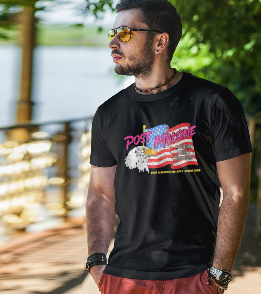 Post Malone Big Ass America Tour Celebrating 250th Birthday Eagle Flag T-Shirt
