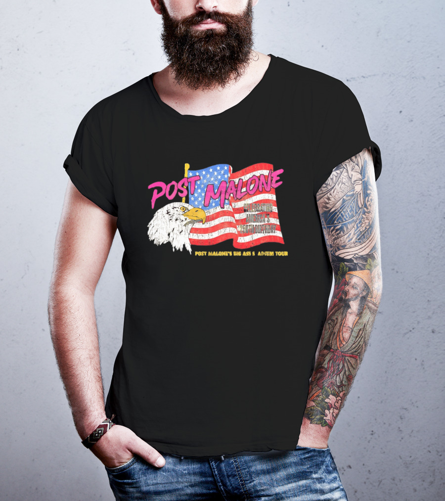 Post Malone Big Ass America Tour Celebrating 250th Birthday Eagle Flag T-Shirt
