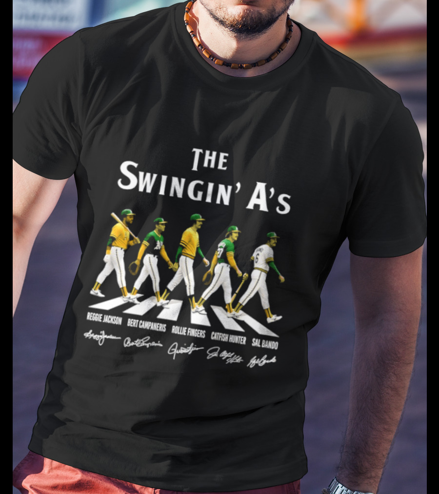The Swingin' A's Baseball Jackson Campaneris Fingers Hunter Bando Abbey Road Signatures T-Shirt