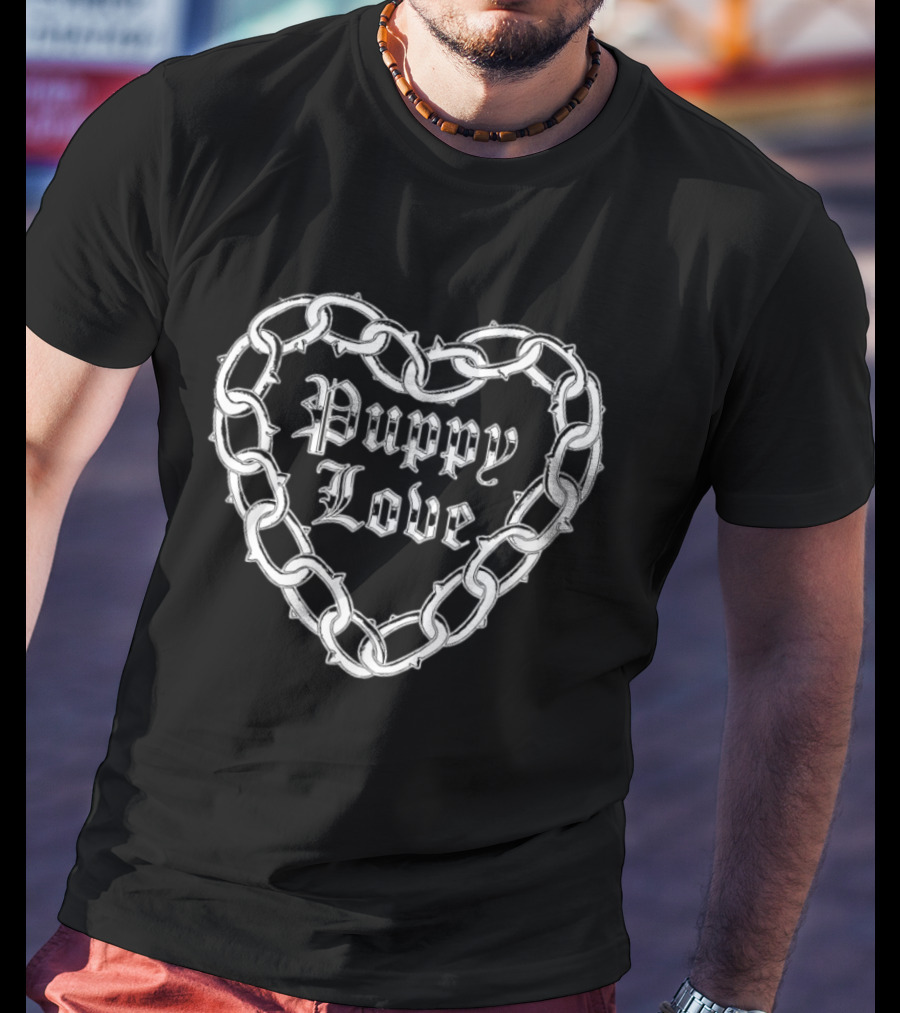 Puppy Love Heart Chain Gothic Aesthetic Silver Chain T-Shirt