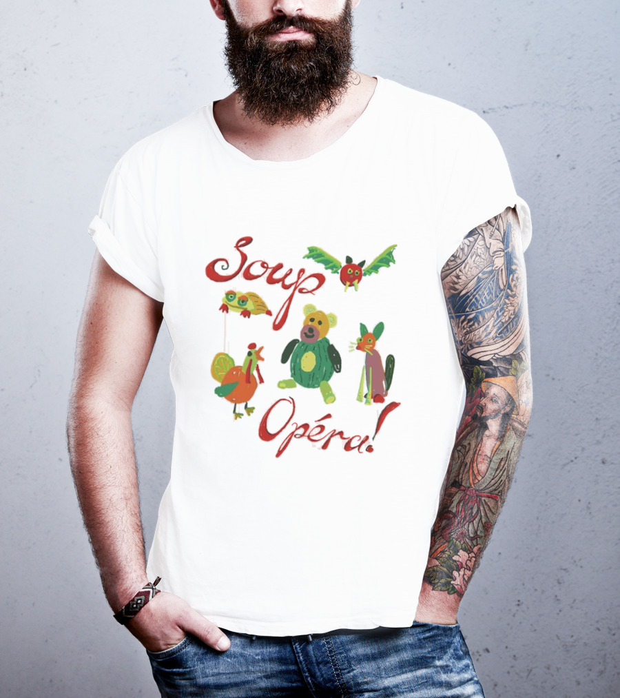 Soup Opéra Whimsical Animal Hand Drawn Playful Creatures T-Shirt