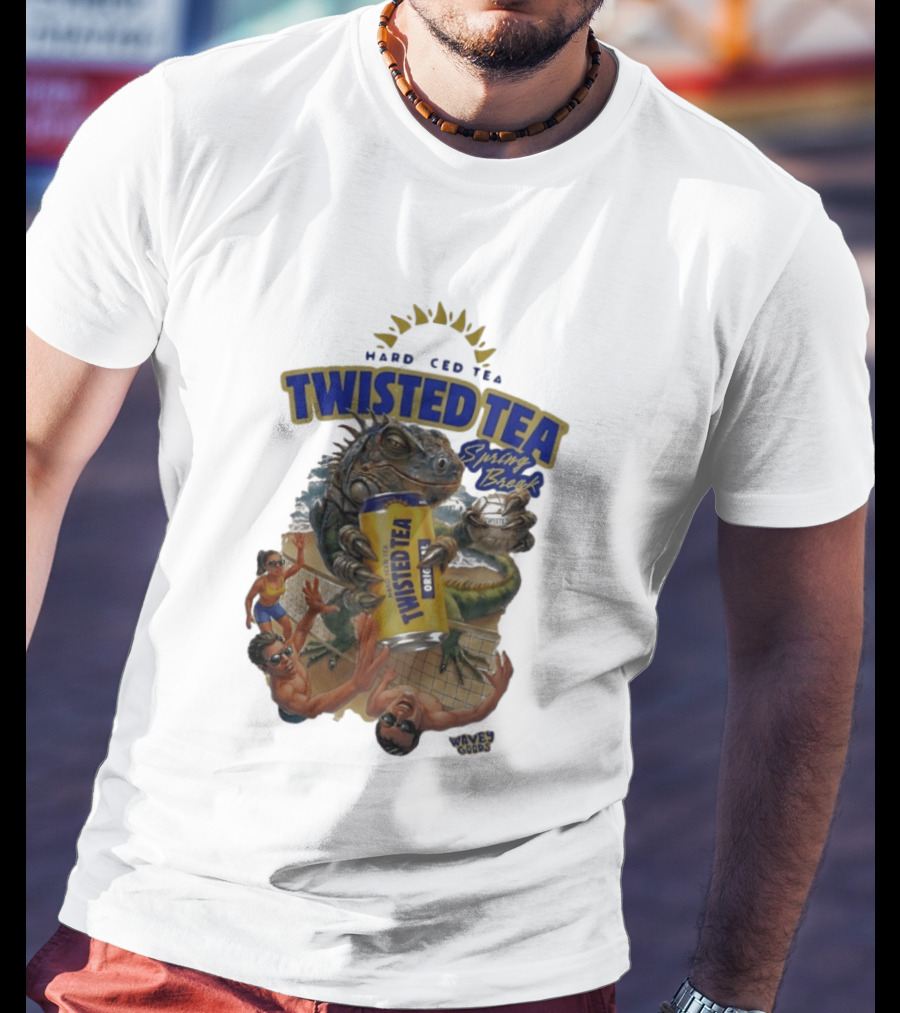 Twisted Tea Hard Iced Tea Spring Break Iguana Volleyball Wave Gods T-Shirt