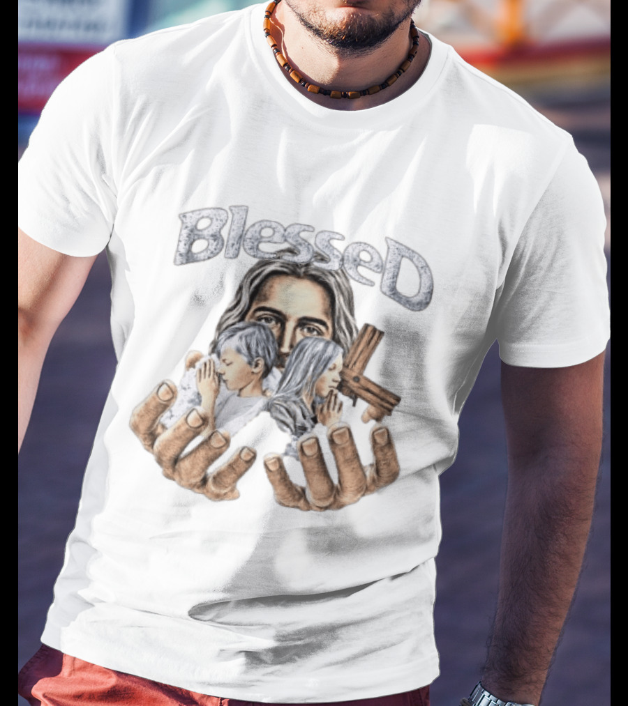 Blessed Jesus With Children And Cross In Hands T-Shirt