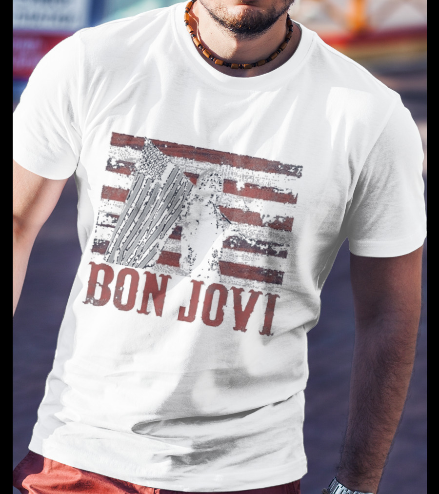 Bon Jovi Stars And Stripes American Flag T-Shirt