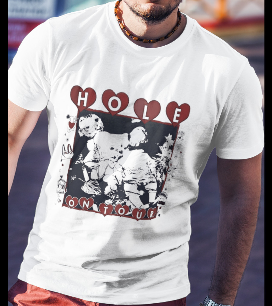 Hole Band Courtney Love On Tour Hearts T-Shirt