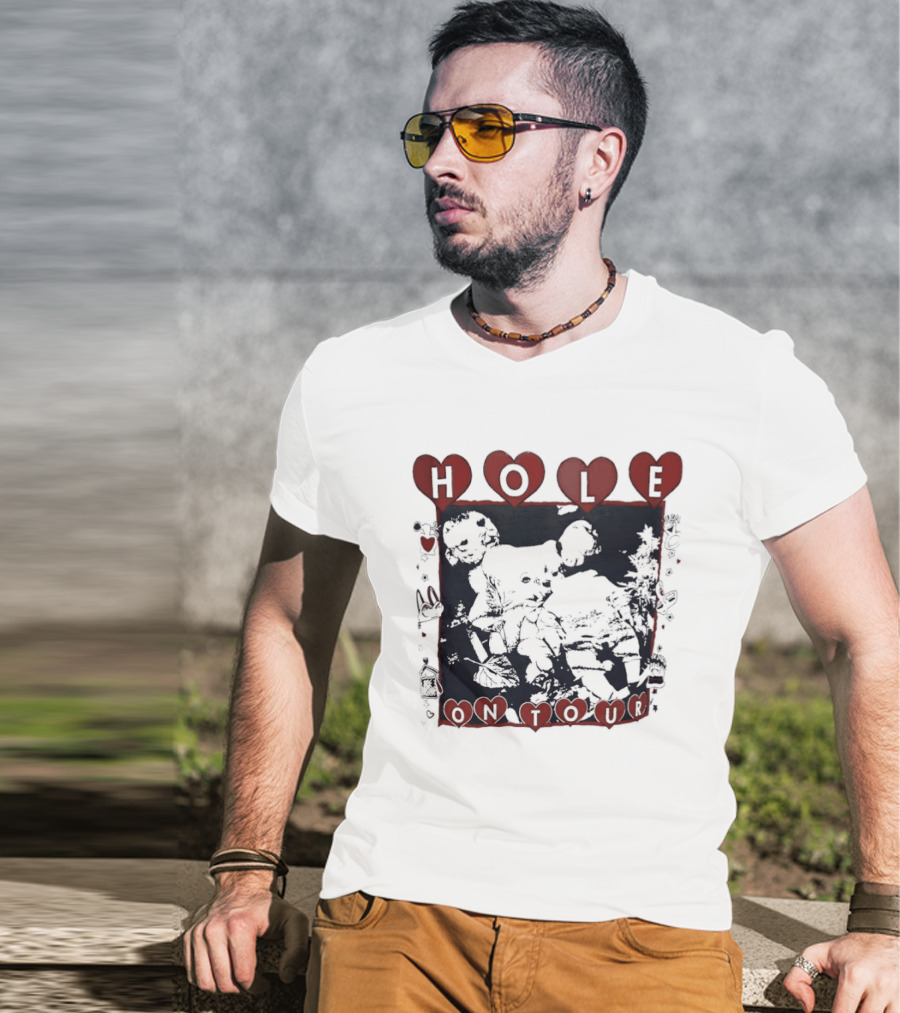 Hole Band Courtney Love On Tour Hearts T-Shirt