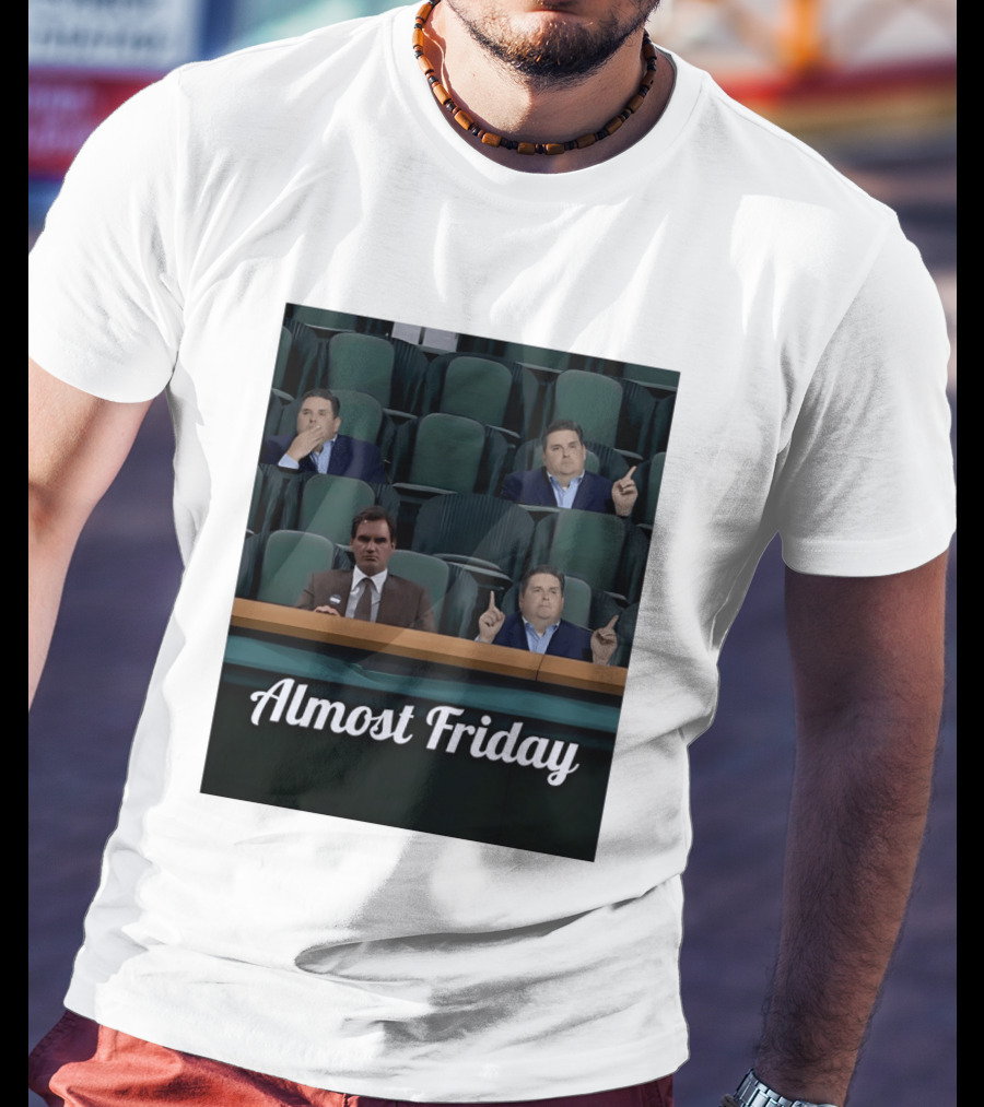 Almost Friday Brian Windhorst Meme Four Men In Stadium Seats T-Shirt