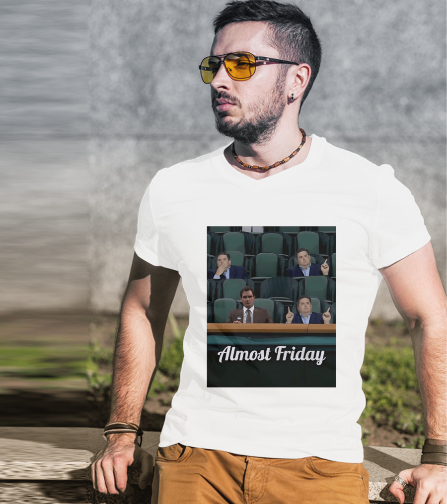 Almost Friday Brian Windhorst Meme Four Men In Stadium Seats T-Shirt