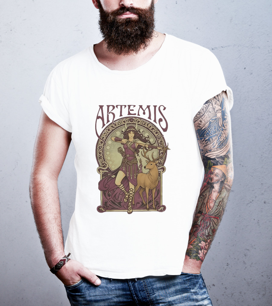 Artemis Greek Goddess Archer With Deer Mythology T-Shirt