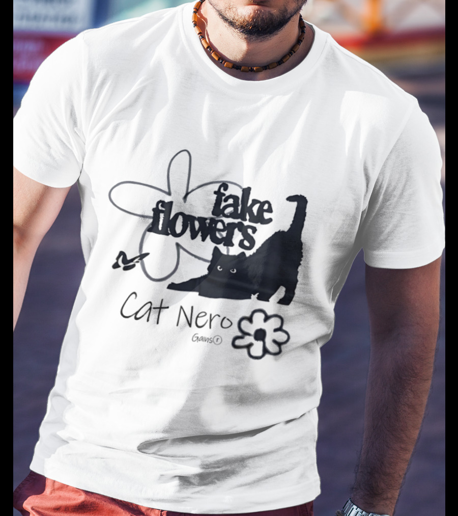 Cat Nero Fake Flowers Gains Floral Aesthetic Butterfly T-Shirt