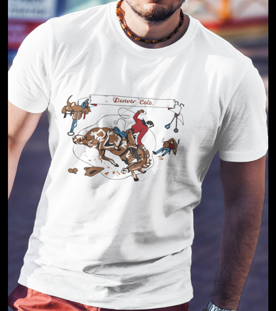 Denver Colo Rodeo Cowboy Riding Bucking Bull Western T-Shirt