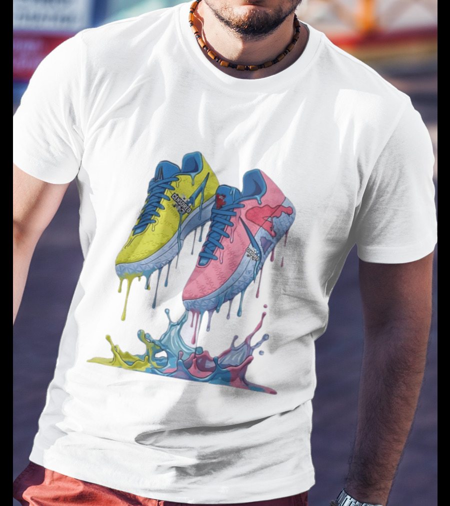 Dripping Paint Sneakers Censored T-Shirt