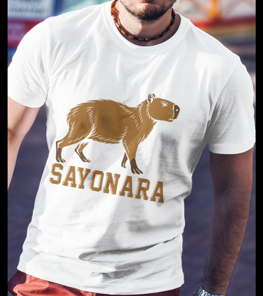 Sayonara Capybara Brown Rodent Farewell T-Shirt