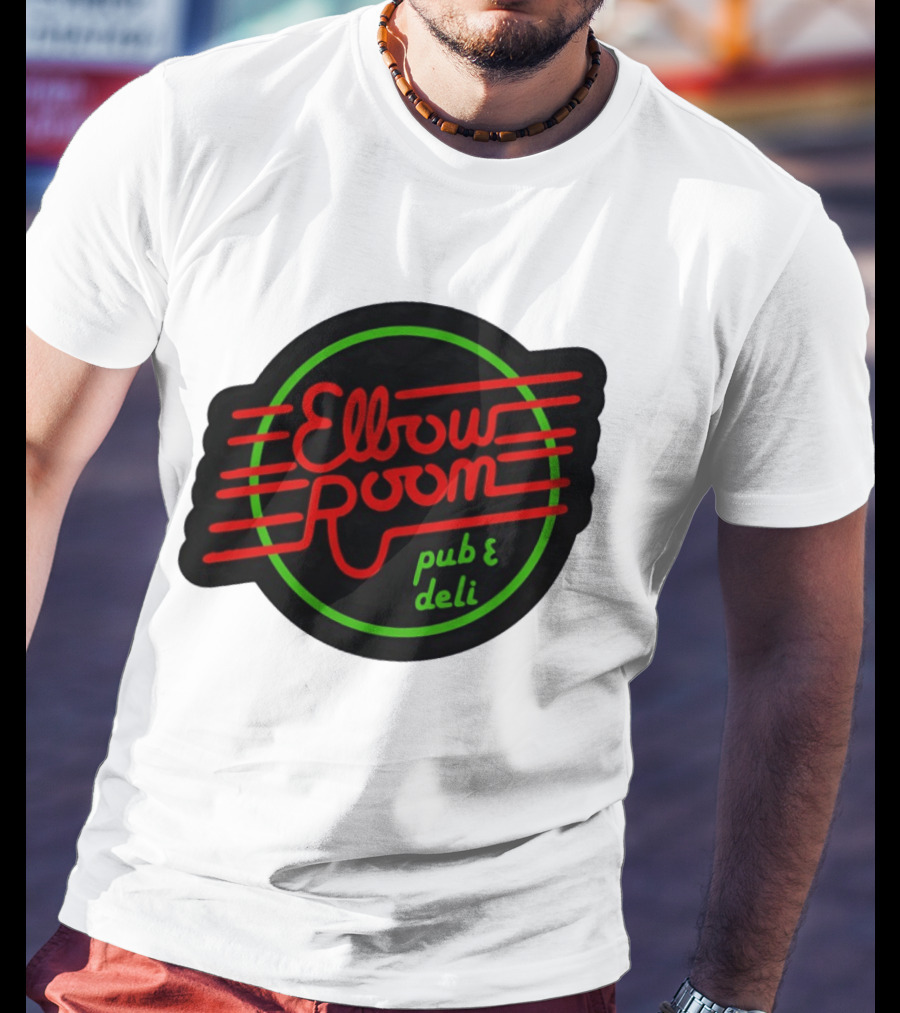 Elbow Room Pub And Deli Neon Sign Red And Green Circle T-Shirt