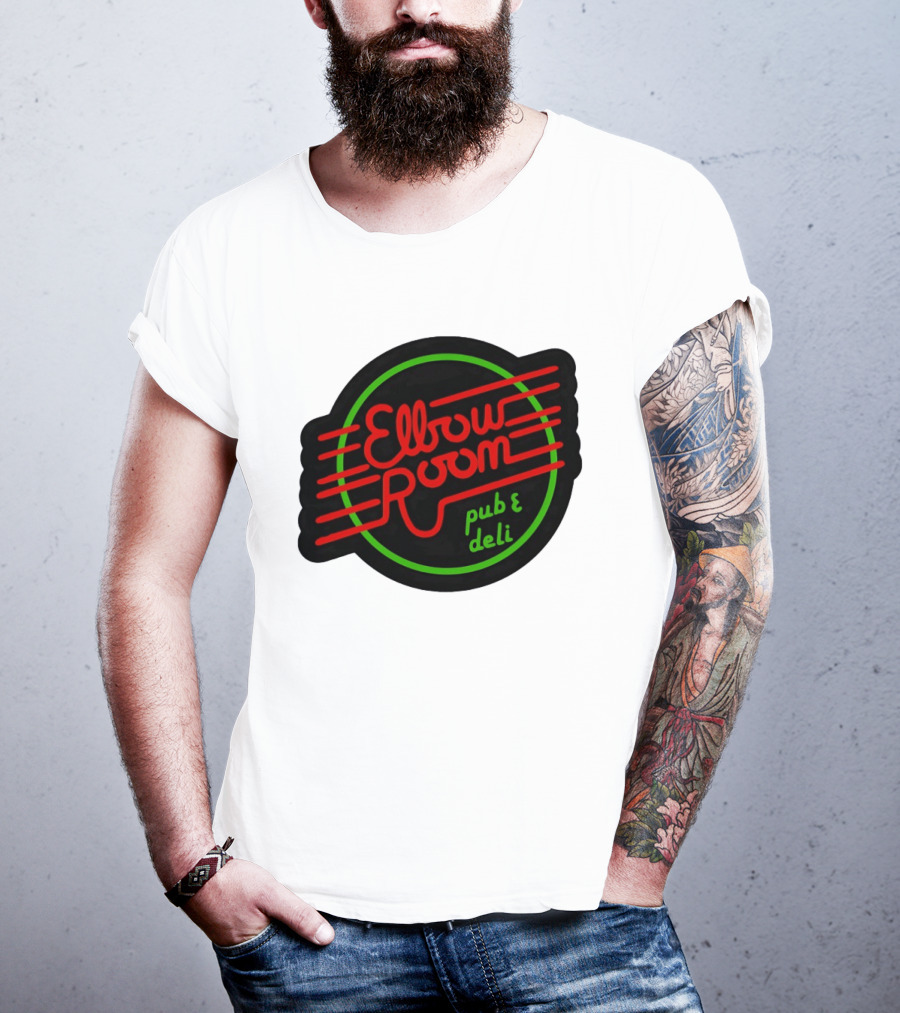 Elbow Room Pub And Deli Neon Sign Red And Green Circle T-Shirt