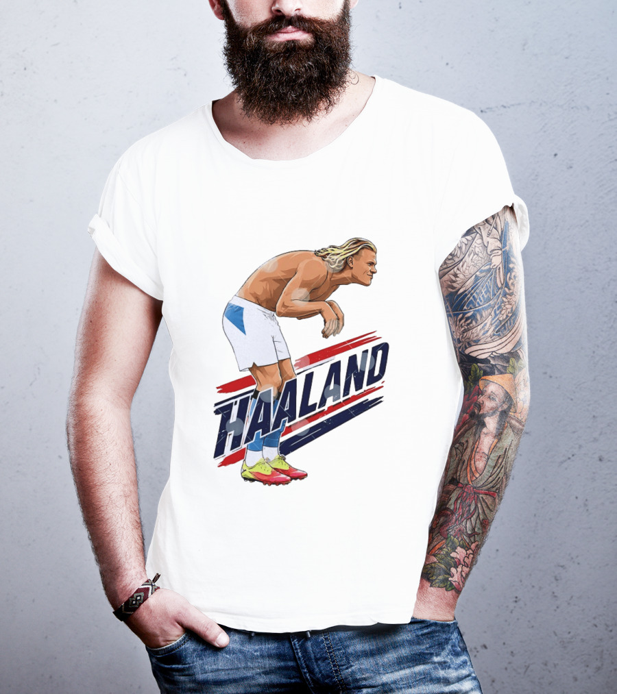Erling Haaland Celebration Pose With Norway T-Shirt